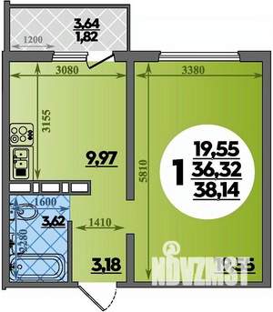 1-к квартира, строящийся дом, 38м2, 12/17 этаж