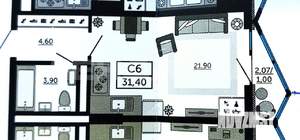 Студия квартира, сданный дом, 31м2, 12/25 этаж