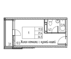 Студия квартира, вторичка, 25м2, 14/17 этаж