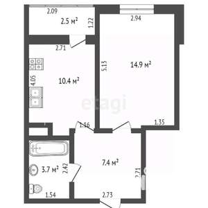 1-к квартира, вторичка, 37м2, 4/22 этаж