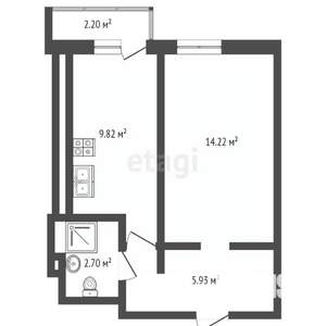 1-к квартира, вторичка, 37м2, 16/18 этаж