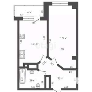 1-к квартира, вторичка, 40м2, 21/24 этаж