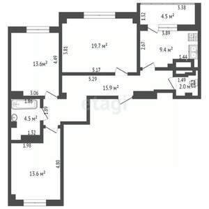 3-к квартира, вторичка, 81м2, 19/19 этаж