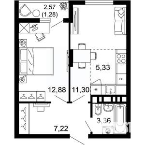 2-к квартира, вторичка, 41м2, 8/10 этаж