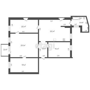 4-к квартира, вторичка, 80м2, 1/3 этаж