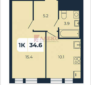 1-к квартира, строящийся дом, 35м2, 10/17 этаж