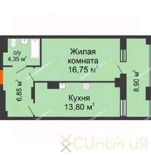 1-к квартира, вторичка, 52м2, 2/10 этаж