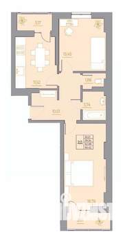 2-к квартира, вторичка, 66м2, 6/22 этаж