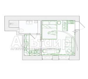 1-к квартира, вторичка, 26м2, 2/2 этаж