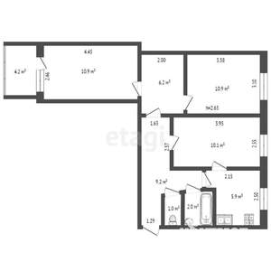 3-к квартира, вторичка, 56м2, 2/5 этаж