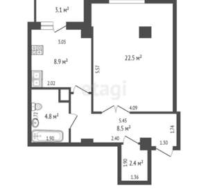1-к квартира, вторичка, 49м2, 15/19 этаж