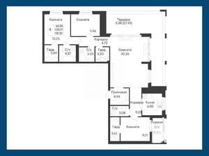 4-к квартира, вторичка, 118м2, 8/8 этаж
