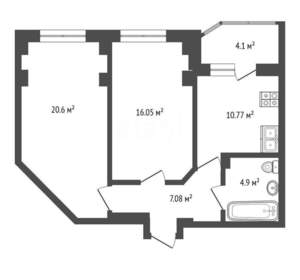 2-к квартира, вторичка, 62м2, 12/21 этаж