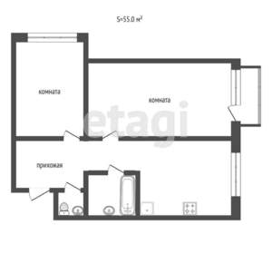 2-к квартира, вторичка, 54м2, 10/18 этаж