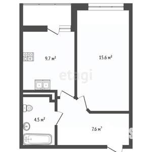 1-к квартира, вторичка, 39м2, 8/12 этаж