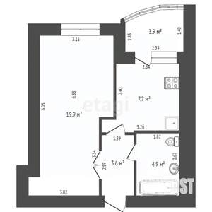 1-к квартира, вторичка, 37м2, 1/11 этаж