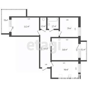 3-к квартира, вторичка, 58м2, 3/10 этаж