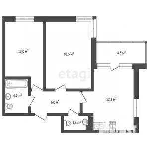 2-к квартира, вторичка, 56м2, 3/10 этаж