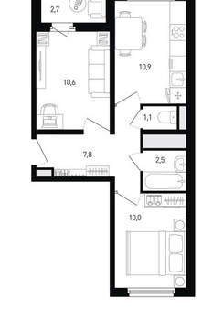 2-к квартира, вторичка, 44м2, 10/16 этаж