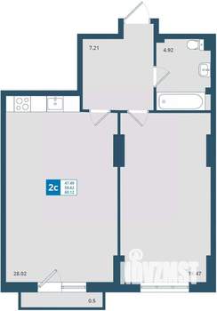 2-к квартира, строящийся дом, 60м2, 11/24 этаж