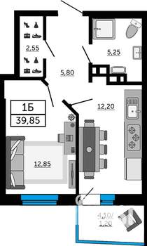 1-к квартира, вторичка, 40м2, 18/19 этаж
