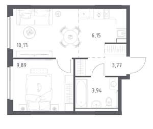 1-к квартира, вторичка, 34м2, 3/17 этаж