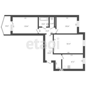 3-к квартира, вторичка, 65м2, 6/10 этаж