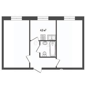 2-к квартира, вторичка, 35м2, 4/4 этаж