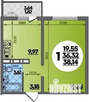1-к квартира, строящийся дом, 38м2, 5/17 этаж