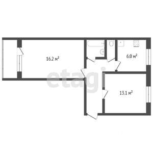 2-к квартира, вторичка, 47м2, 2/5 этаж
