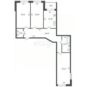 3-к квартира, вторичка, 90м2, 1/10 этаж