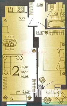 2-к квартира, вторичка, 51м2, 13/17 этаж