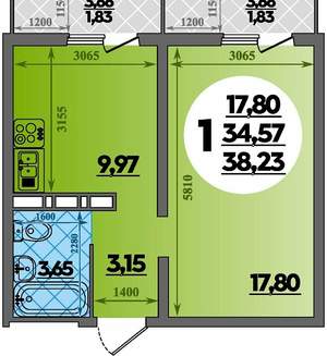 1-к квартира, вторичка, 38м2, 2/17 этаж