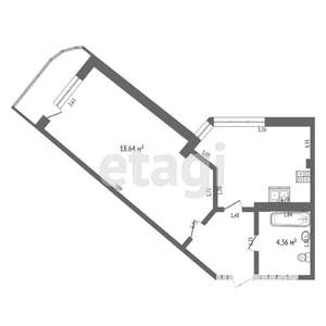 1-к квартира, вторичка, 43м2, 21/25 этаж