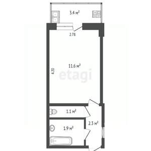 Студия квартира, вторичка, 22м2, 8/12 этаж