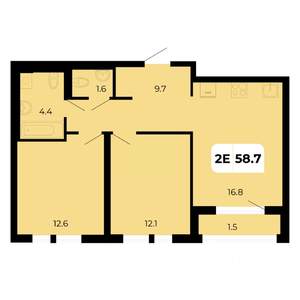 2-к квартира, вторичка, 59м2, 9/18 этаж