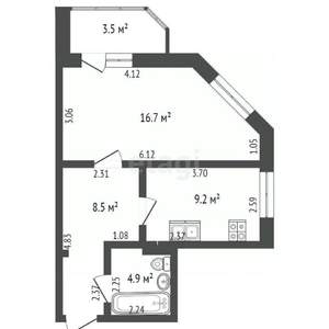 1-к квартира, вторичка, 43м2, 3/5 этаж