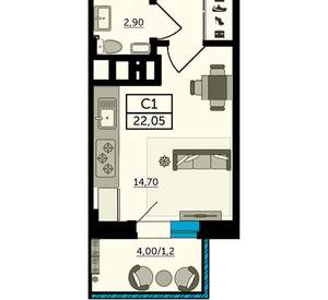 Студия квартира, сданный дом, 23м2, 5/24 этаж