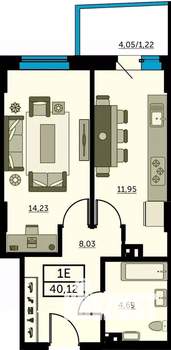 1-к квартира, вторичка, 40м2, 10/24 этаж