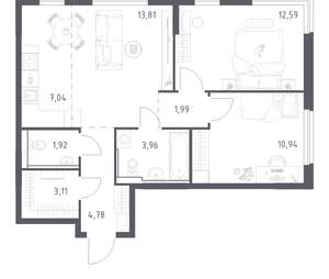 2-к квартира, вторичка, 60м2, 16/17 этаж