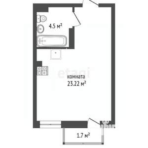 Студия квартира, вторичка, 30м2, 21/25 этаж