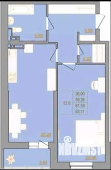 2-к квартира, вторичка, 64м2, 4/24 этаж