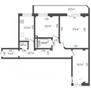 3-к квартира, вторичка, 85м2, 9/19 этаж