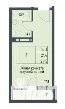 Студия квартира, строящийся дом, 23м2, 8/15 этаж