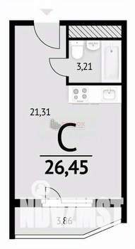 Студия квартира, сданный дом, 27м2, 13/17 этаж