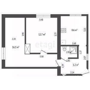 2-к квартира, вторичка, 45м2, 1/2 этаж