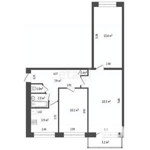 3-к квартира, вторичка, 59м2, 4/5 этаж