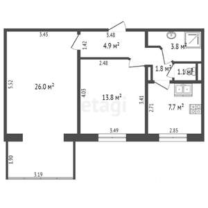 2-к квартира, вторичка, 53м2, 10/10 этаж