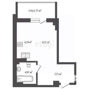Студия квартира, вторичка, 26м2, 6/24 этаж
