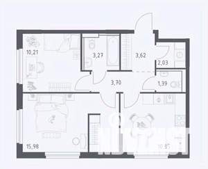 2-к квартира, строящийся дом, 51м2, 6/14 этаж